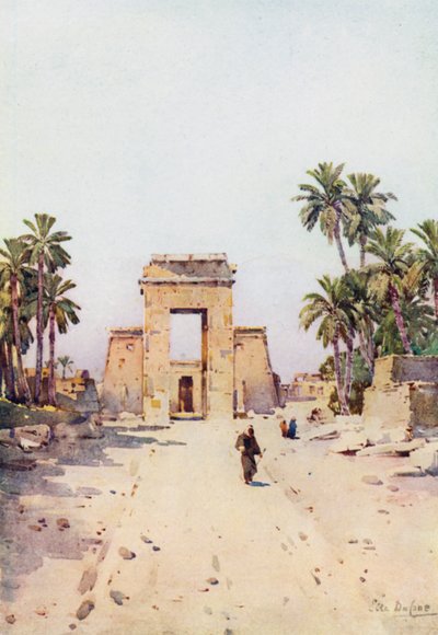 The Gateway of Euergetes, Karnak (farve litho) af Ella Du Cane