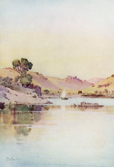Klosteret St Simon, Assuan (farve litho) af Ella Du Cane