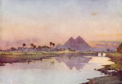 Nilen og pyramiderne (farve litho) af Ella Du Cane