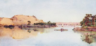Sirdars ø og den arabiske sheiks grav fra Elephantine (farve litho) af Ella Du Cane
