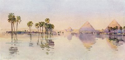 Den tredje pyramide, Giza (farve litho) af Ella Du Cane