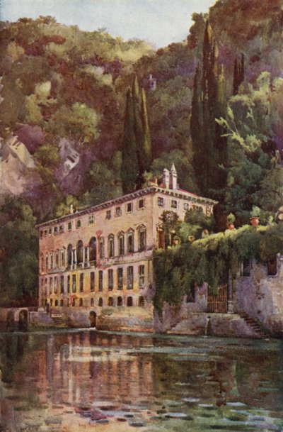 Villa Pliniana, Comosøen (farve litho) af Ella Du Cane