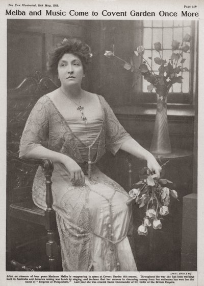 Dame Nellie Melba, australsk operasangerinde (s/h foto) af Elliott and Fry Photography Studio