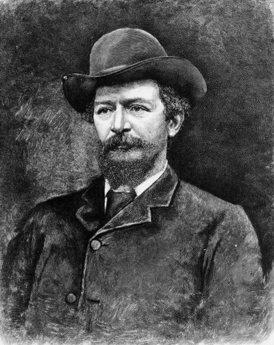 Algernon Charles Swinburne, indgraveret fra et fotografi (gravering) (bw foto) af Elliott und Fry Studio