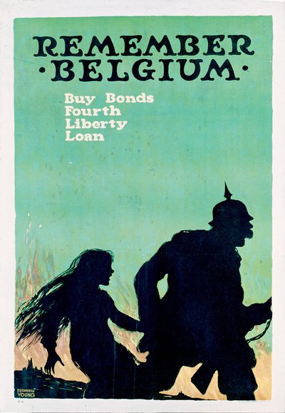 Husk Belgien - Amerikansk plakat fra første verdenskrig af Ellsworth Young