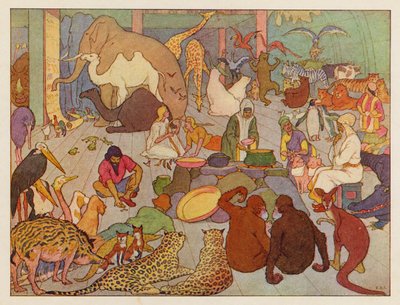Noahs Ark: Livet på havet (farvelitografi) af Elmer Boyd Smith