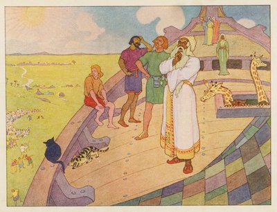 Noahs ark: Venter på regnen (farvelitografi) af Elmer Boyd Smith
