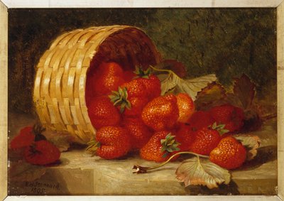 Jordbær i en flettet kurv på en afsats, 1895 af Eloise Harriet Stannard