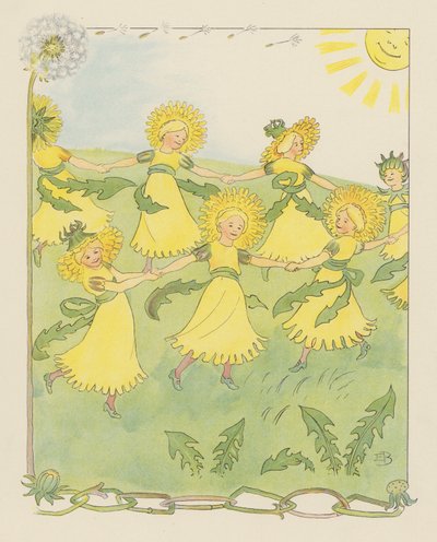 Illustration til Blondchen in Bluten (farvelitografi) af Elsa Beskow