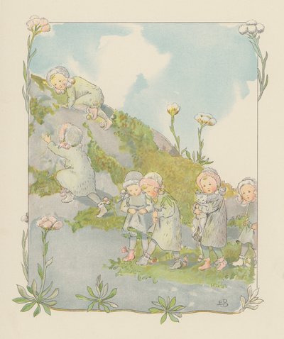 Illustration til Blondchen in Bluten (farvelitografi) af Elsa Beskow