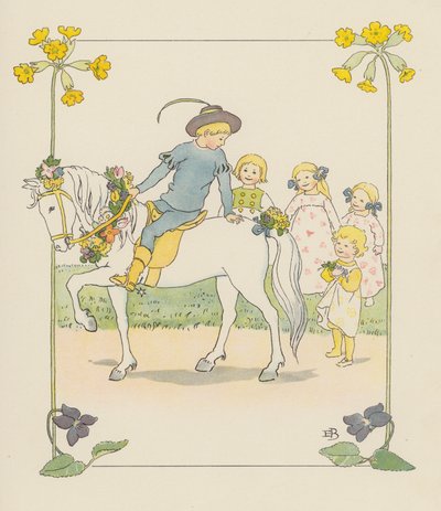 Illustration til Blondchen in Bluten (farvelitografi) af Elsa Beskow