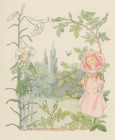 Illustration til Blondchen in Bluten (farvelitografi) af Elsa Beskow