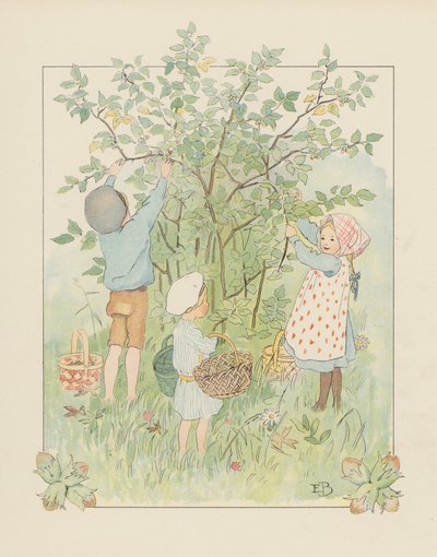 Illustration til Blondchen in Bluten (farvelitografi) af Elsa Beskow
