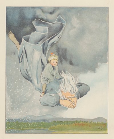 Illustration til Blondchen in Bluten (farvelitografi) af Elsa Beskow