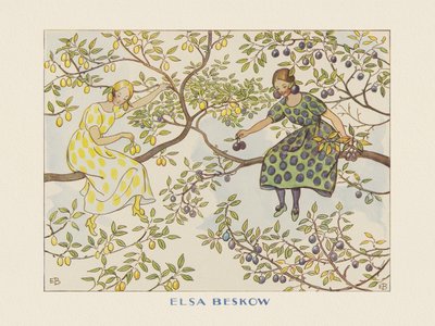 Tomtebobarnen  - Frøknerne Plommon Boarder af Elsa Beskow