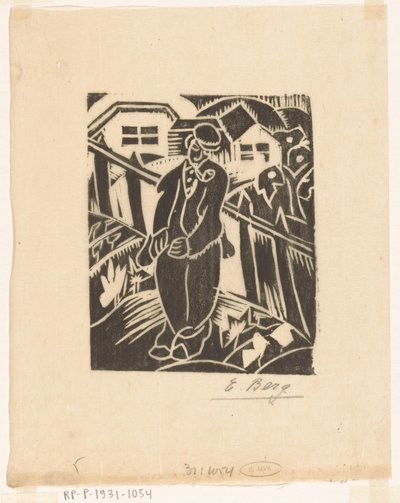 Mand i køkkenhave af Else Berg (signed by artist)