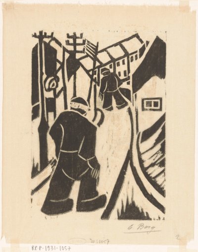 To figurer i landsbygaden af Else Berg (signed by artist)