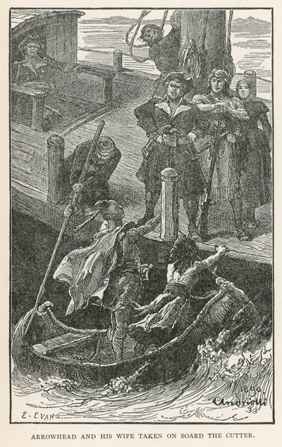 Arrowhead og hans kone taget om bord på kutteren (kobberstik) af Elviro Michael Andriolli