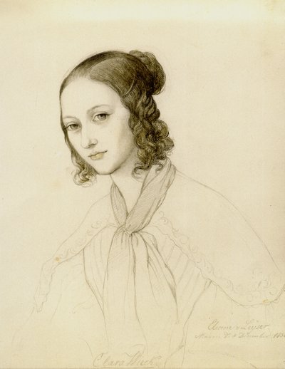 Portræt af Clara Wieck-Schumann 1819-1896, 1836. af Elwine von Leyser