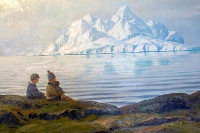 Folk om sommeren ved Disco Bay, Vestgrønland af Emanuel A. Petersen