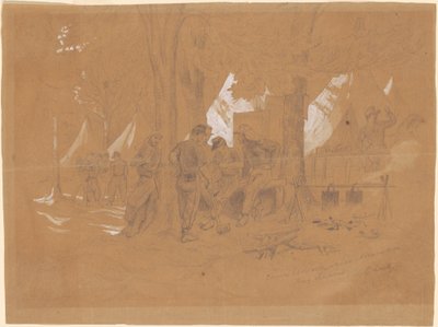 Camp Ellsworth, nær Alexandria - Fem Zouaves af Emanuel Gottlieb Leutze
