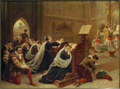 Maria Stuart ... hører den første messe / perle. Emanuel Leutze af Emanuel Gottlieb Leutze