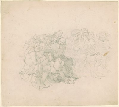 Mænd i 1700-tals kostumer [recto] af Emanuel Gottlieb Leutze