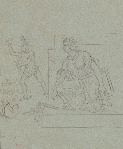 Politisk tegneserie om amerikansk borgerkrig, ca. 1860 (pen, blæk og grafit på gråt papir af Emanuel Gottlieb Leutze