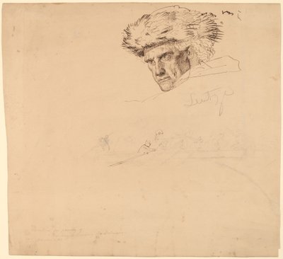 Studier til "Washington Crossing the Delaware" [recto] af Emanuel Gottlieb Leutze