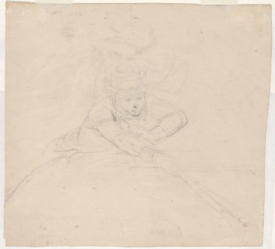 Studie af halvlængde figur med stang [verso] af Emanuel Gottlieb Leutze