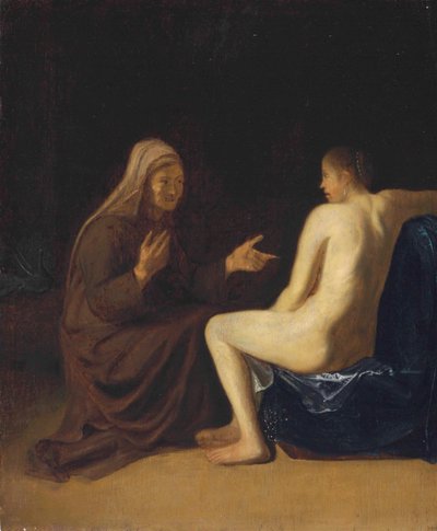 Tysk: Sitzender Akt (Vertumnus und Pomona) Vertumnus og Pomona af Emanuel de Witte