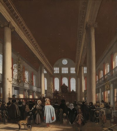 Interiør af den portugisiske synagoge i Amsterdam. 1680 af Emanuel de Witte
