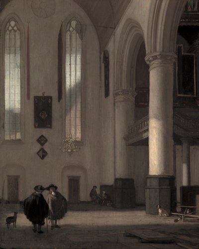 Interiør af en protestantisk kirke af Emanuel de Witte