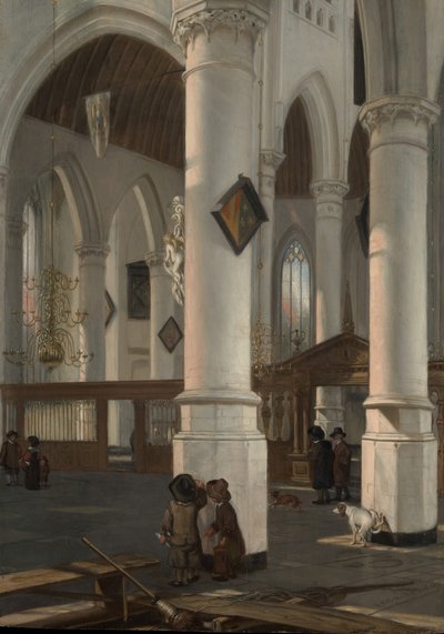 Interiør af Oude Kerk, Delft, sandsynligvis 1650. af Emanuel de Witte