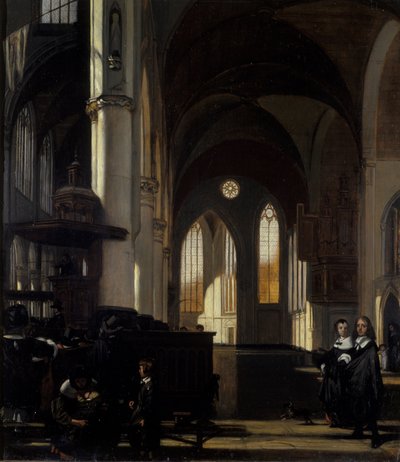 Det indre af en gotisk kirke, ca. 1650 (olie på eg) af Emanuel de Witte