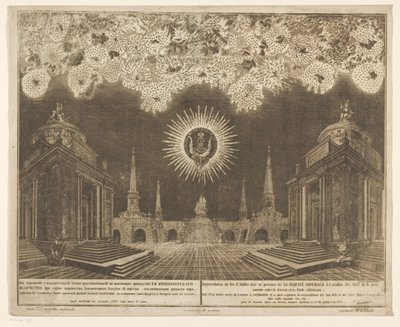 Vuurwerk in Moskou bij de viering van het einde van de Russisch-Turkse Oorlog, 1775 (akt IV) Repræsentation af fyrværkeri, affyret i nærværelse af Hans kejserlige majestæt i anledning af fejringen af ​​freden indgået mellem Rusland og den osmanniske porte  af Emel