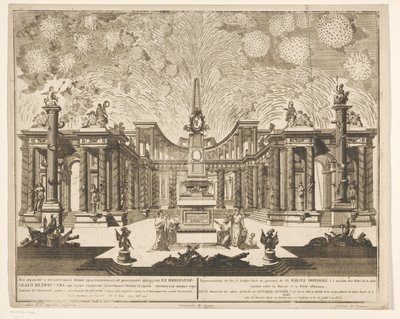Vuurwerk in Moskou bij de viering van het einde van de Russisch-Turkse Oorlog, 1775 (Act III) Repræsentation af fyrværkeri, affyret i nærværelse af Hans Kejserlige Majestæt i anledning af fejringen af ​​freden, der blev indgået mellem Rusland og den osmann af Emel