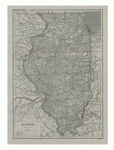 Kort over Illinois, USA, c1910