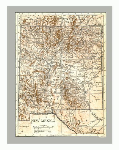 Kort over New Mexico, omkring 1900-tallet. af Emery Walker