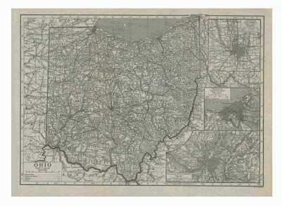 Kort over Ohio, USA, c1910