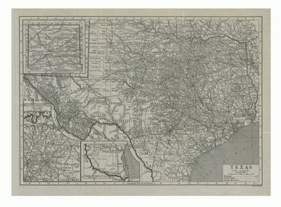 Kort over Texas, USA, c1910