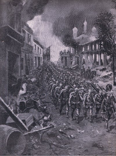Invasionen af Brest-Litowski af tyske tropper, fra The Illustrated History of the World War 1914-1915 pub. af Union Berlagsefellfchaft af Emil (after) Limmer