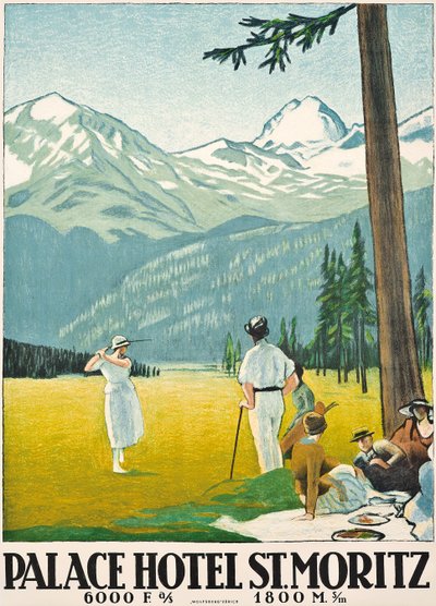 Plakat, der reklamerer for Palace Hotel i St. Moritz af Emil Cardinaux