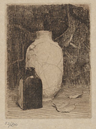 Stilleben med vase og flaske af Emil Carlsen