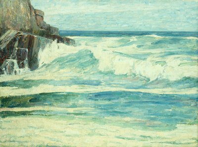 Surf breaking on Rocks, ca. 1912 (olie på lærred) af Emil Carlsen