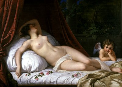 Liggende Venus med Amor, 1839 af Emil Jacobs