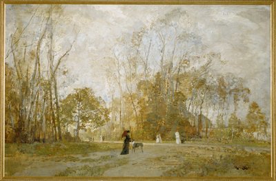 Aus dem Prater - Fra Prater-haverne ... (olie på træ) af Emil Jakob Schindler