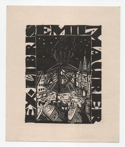 Ex Libris Emil Maurer (kobberstik) af Emil Maurer