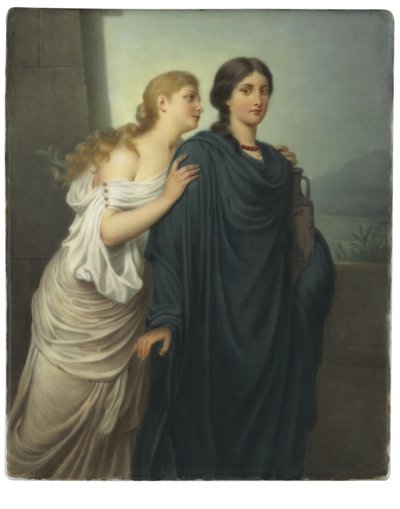 Rektangulær plakette, "Antigone og Ismene" af Emil Teschendorff