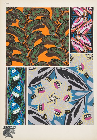 Tallerken 17, fra Butterflies, pub. 1925 (stenciltryk) af Émile Allain Séguy